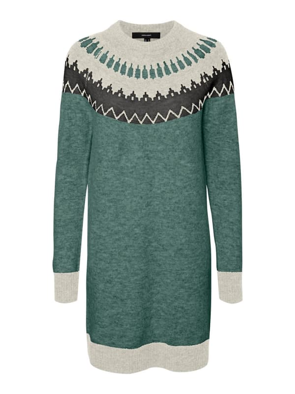 Vero Moda - vmSimone LS Nordic Dress Mörkgrön XS