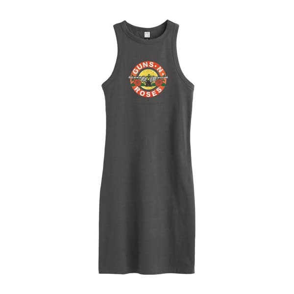 Amplified Womens/Ladies Guns N Roses Slim Sleeveless Dress Charcoal L