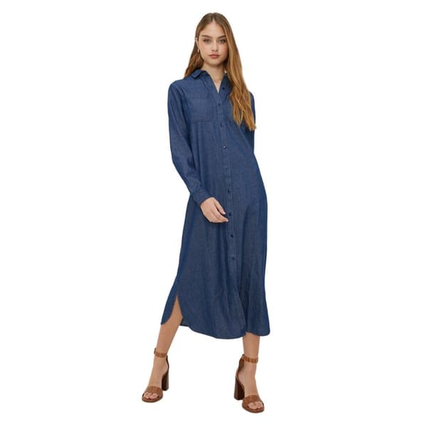 Dorothy Perkins Denim midi-skjortekjole til kvinder/damer