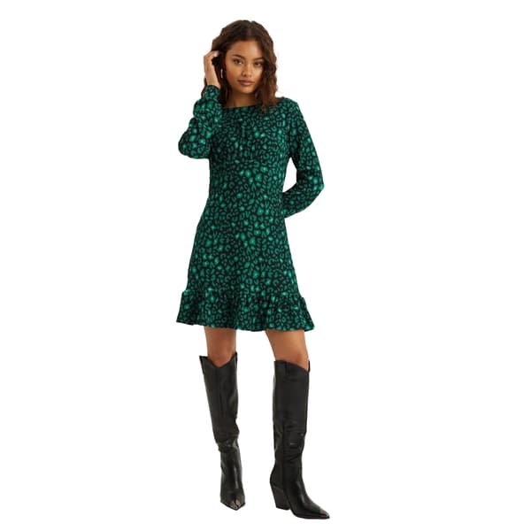 Dorothy Perkins Womens/Ladies Leopard Print Frill Hem Petite Mini Dress
