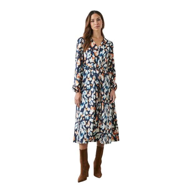 Principles Womens/Ladies Abstract Satin Button Through Midi Dress