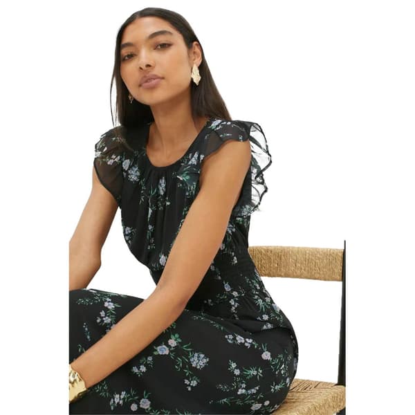 Dorothy Perkins Lång midiklänning i blommig chiffong med rynkad midja för damer/damer