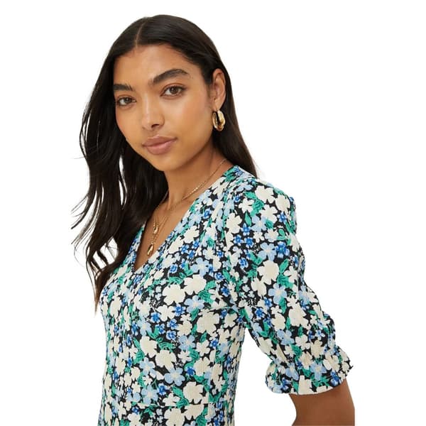 Dorothy Perkins Kortärmad miniklänning med blommig V-ringning för damer/damer