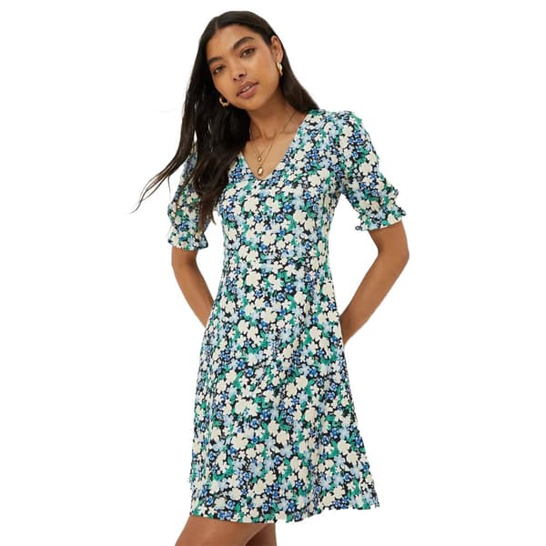 Dorothy Perkins Kortärmad miniklänning med blommig V-ringning för damer/damer