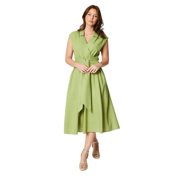 Principles Womens/Ladies Belted Linen Blend Midi Dress Chartreuse 14 UK
