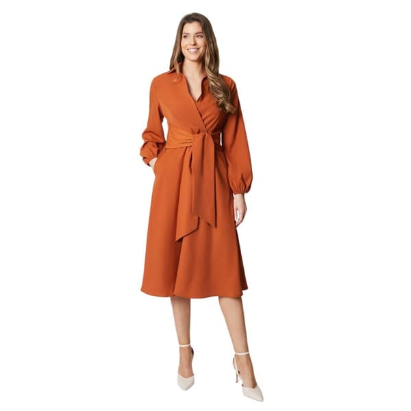 Principles Womens/Ladies Collared Wrap Midi Dress Ginger 12 UK