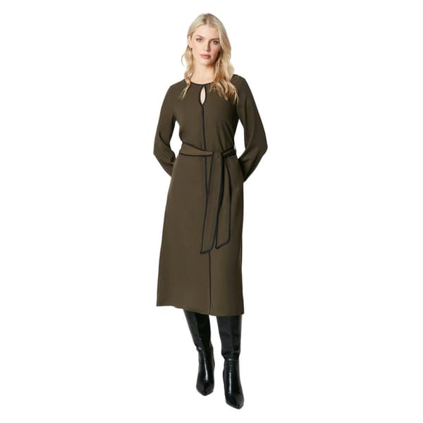 Principles Womens/Ladies Premium Belted Contrast Piping Midi Dress Khaki 12 UK