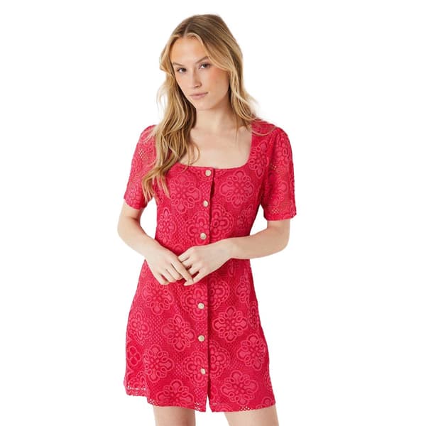 Dorothy Perkins Dam/Ladies knappförsedd miniklänning Hot Pink 16 UK