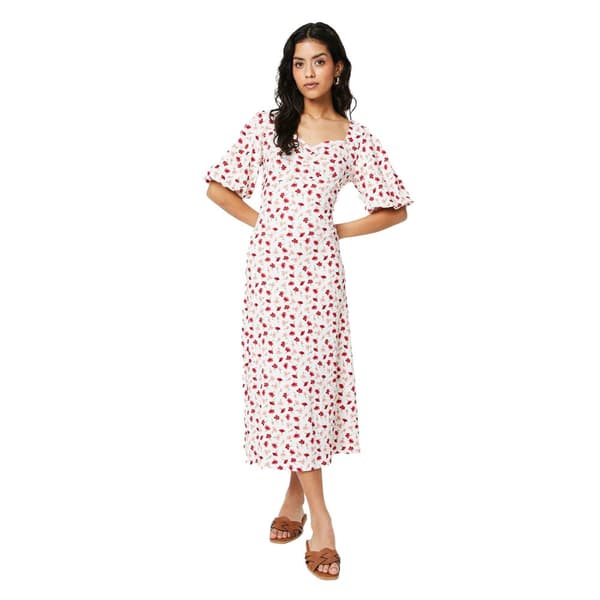 Dorothy Perkins Womens/Ladies Ditsy Print Ruched Front Petite Puff Sleeve Midi Dress