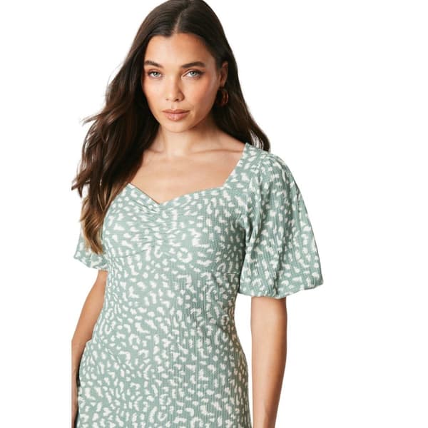 Dorothy Perkins Womens/Ladies Animal Print Ruched Front Petite Puff Sleeve Midi Dress