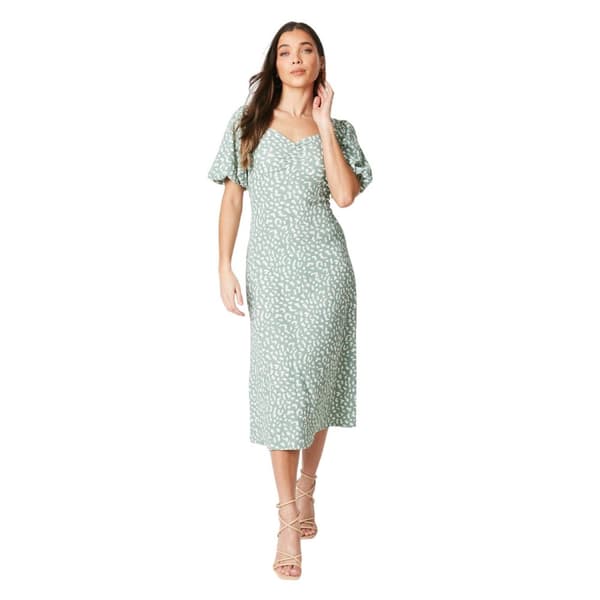 Dorothy Perkins Womens/Ladies Animal Print Ruched Front Petite Puff Sleeve Midi Dress