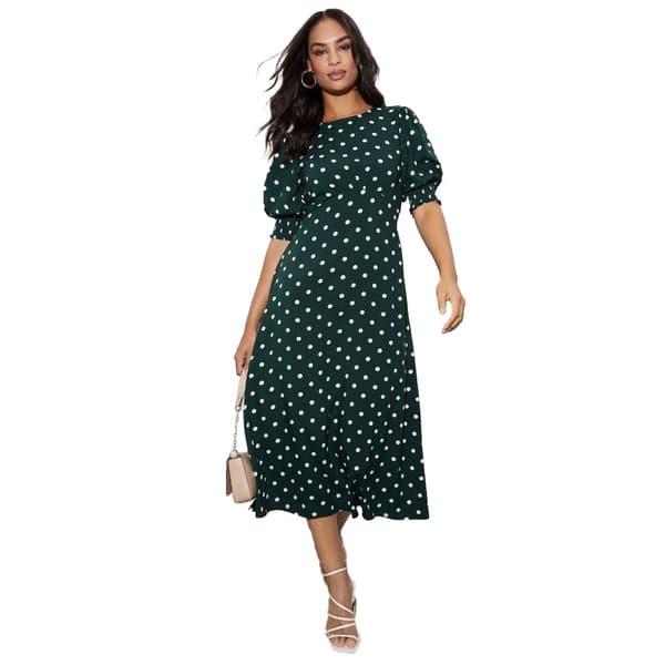Dorothy Perkins Dame/Damer plettet flækket flettet manchetkjole Green 16 UK