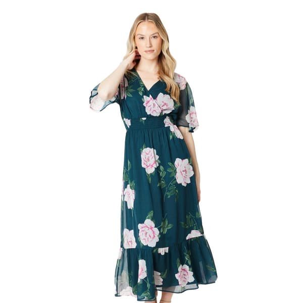 Dorothy Perkins Dam/Ladies - Midiklänning med blommig chiffong och volangkant