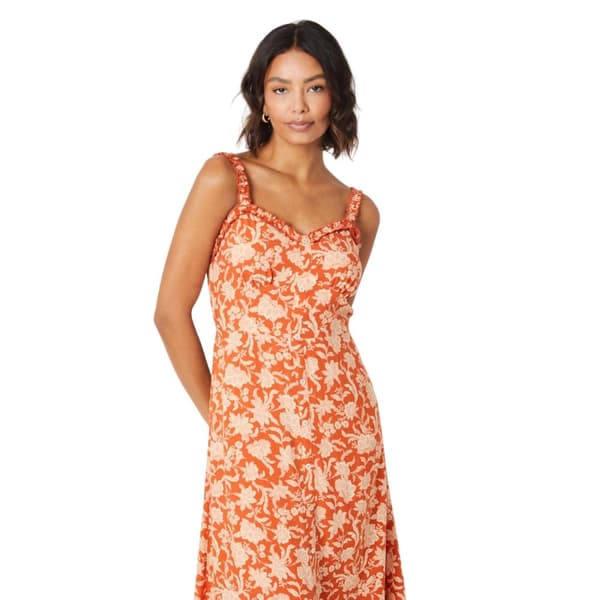 Dorothy Perkins Kvinder/damer med blomstret knap gennem midikjole