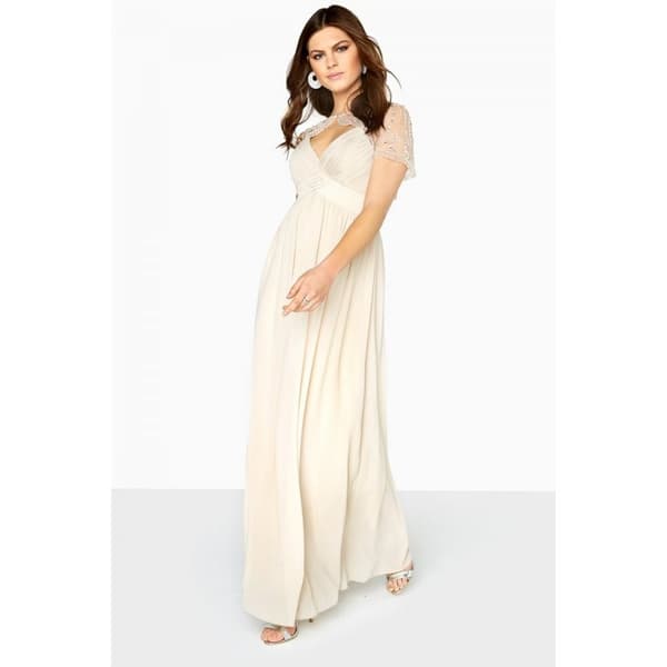 Little Mistress Womens/Ladies Detachable Cape Maxi Dress Beige 14 UK