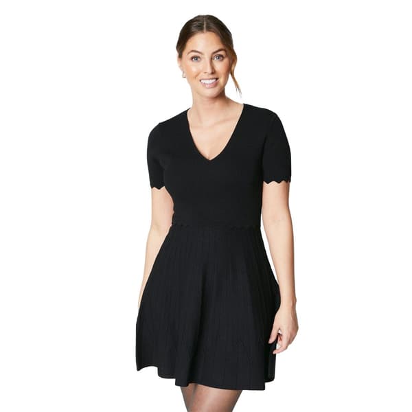 Principles Womens/Ladies Pointelle V Neck Fitted And Flared Dress