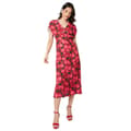 Miniatyrbillede 1 af 5: Dorothy Perkins Womens/Ladies Roses V Neck Ruched Midi Dress