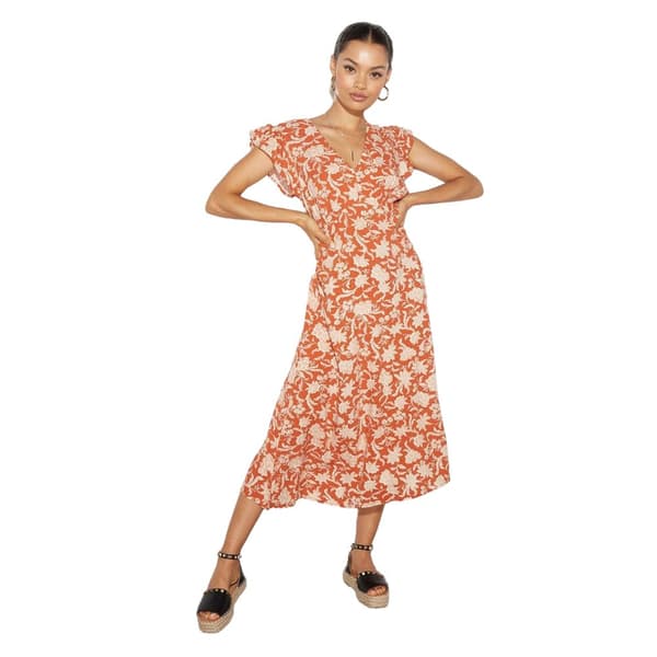 Dorothy Perkins Womens/Ladies Floral Button Neck Petite Ruffle Midi Dress
