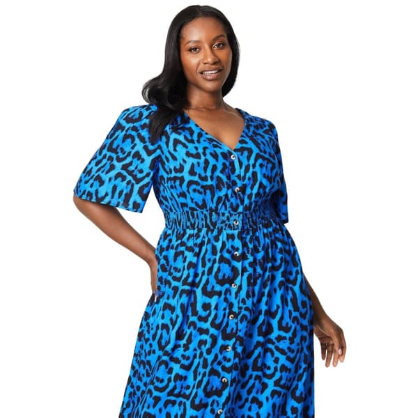 Dorothy Perkins Womens/Ladies Leopard Print Button Front Plus Midi Dress