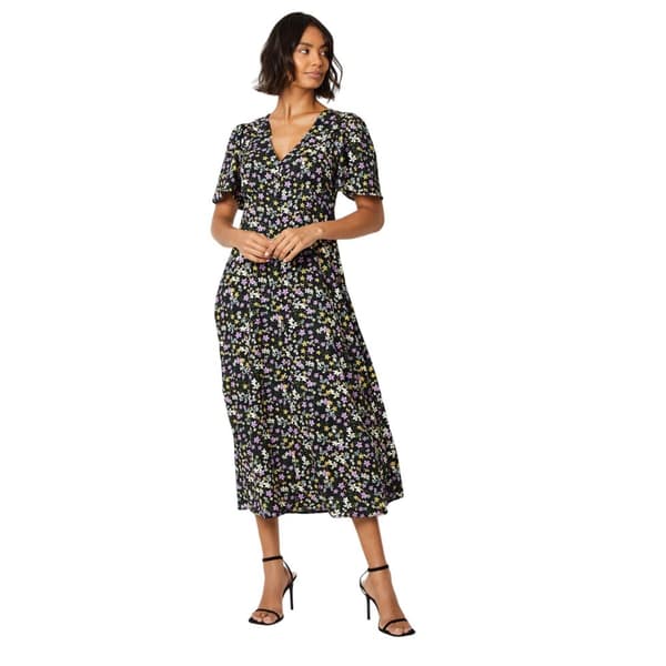 Dorothy Perkins Womens/Ladies Ditsy Print Button Front Midi Dress Black 18 UK