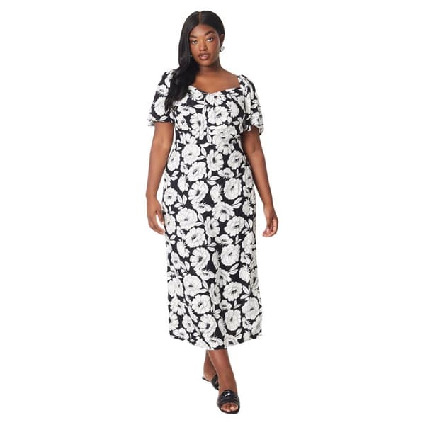 Dorothy Perkins Womens/Ladies Floral Tie Detail Plus Midi Dress Black 18 UK