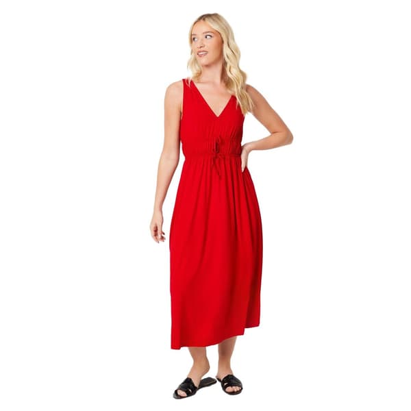 Dorothy Perkins Womens/Ladies Channel Stitched V Neck Midi Dress Red 8 UK
