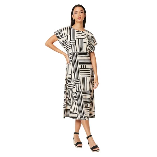 Principles Womens/Ladies Geometric Midi Dress White/Black 10 UK