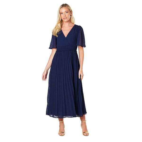 Dorothy Perkins Womens/Ladies Pleated Dobby Chiffon Wrap Midi Dress Navy 8 UK