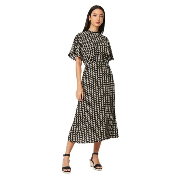 Principles Womens/Ladies Geometric High-Neck Midi Dress Black 14 UK