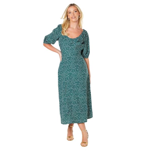 Dorothy Perkins Womens/Ladies Spotted Ruffle Neck Midi Dress Green 8 UK