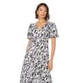 Miniatyrbillede 3 af 3: Dorothy Perkins Womens/Ladies Abstract V Neck Puff Sleeve Midi Dress