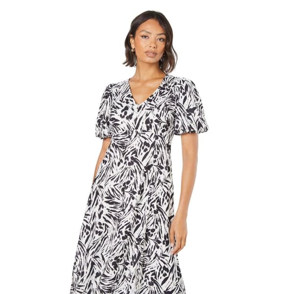 Dorothy Perkins Womens/Ladies Abstract V Neck Puff Sleeve Midi Dress