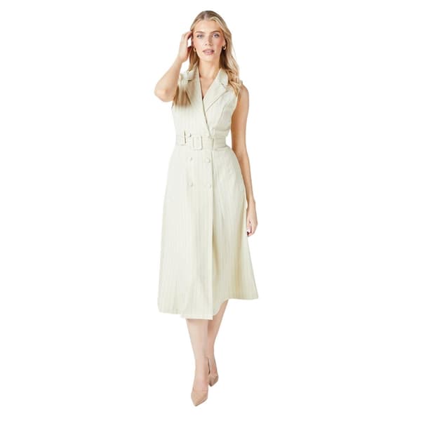 Principles Womens/Ladies Pinstripe Belt Blazer Dress Ivory 16 UK