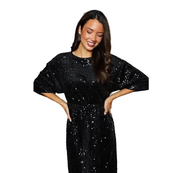Principles Womens/Ladies Sequin Belted Batwing Midi Dress