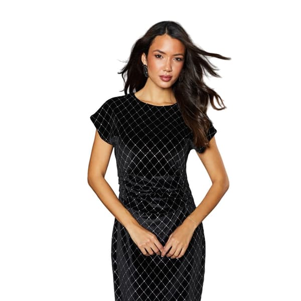 Principles Womens/Ladies Glitter Velvet Ruched Waist Midi Dress