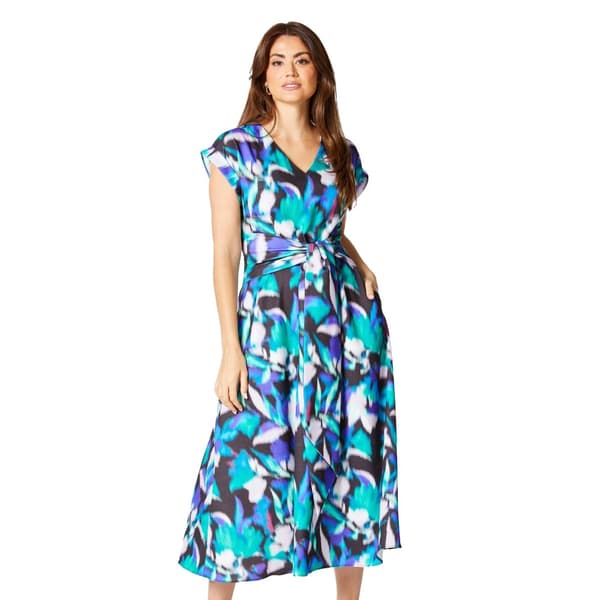 Principles Womens/Ladies Blurred Floral Belted Midi Dress Black 10 UK