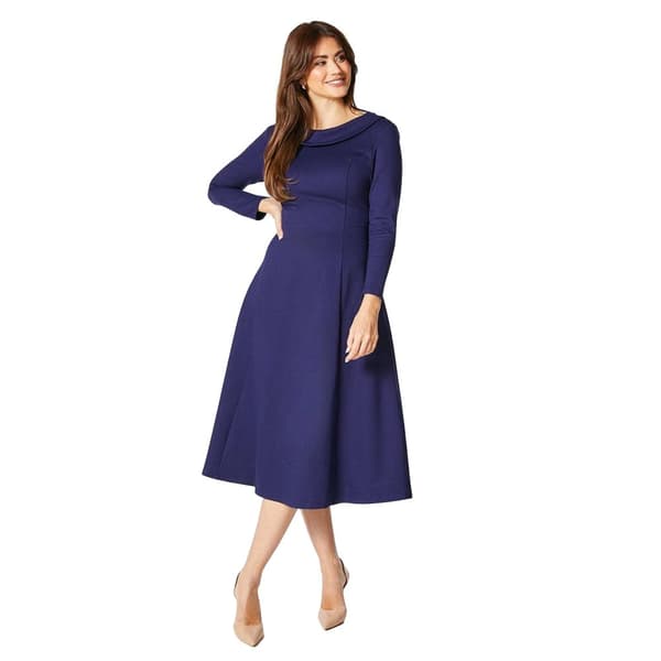 Principles Womens/Ladies Ponte Shawl Collar Midi Dress Navy 18 UK