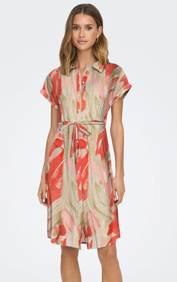 Jacqueline - jdyCamille SS Shirt Dress Abstract Leaves Print