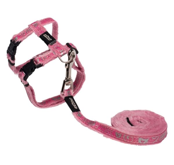 SparkleCat 11mm, liten kattesele og blykombinasjon, rosa, Rogz