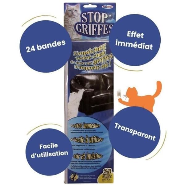 Stop'Griffes-remsor - MUZO - x24 - Transparenta - Reptåliga - Ofarliga för djur