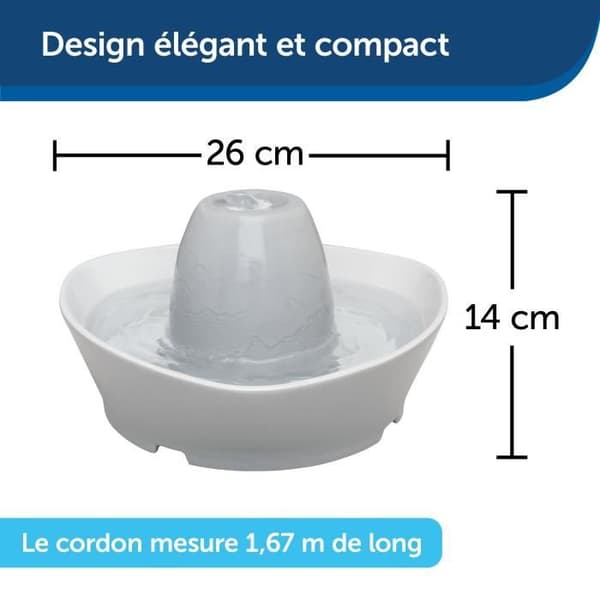 PetSafe StreamSide keraaminen lemmikkien juomalähde 1,8 l - ihanteellinen kissoille ja pienille koirille, hiljainen, vesi