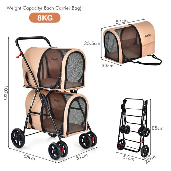 Lemmikkien vaunut, 50,5x70x105 cm, Beige