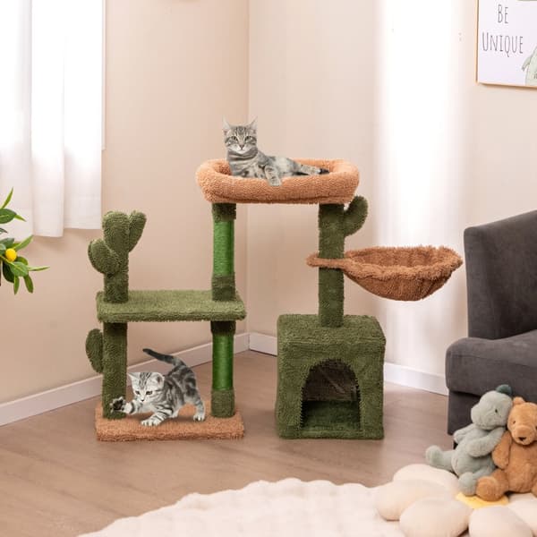 Katte træ, 90x31x81 cm, Grøn+Brun