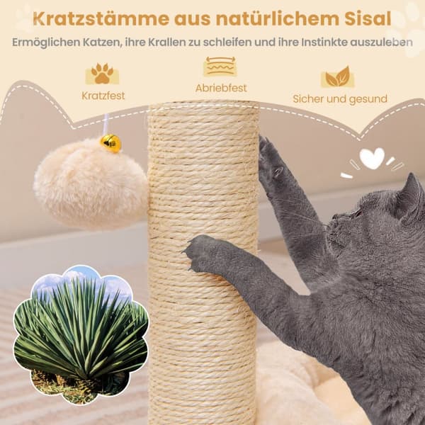 Katträd, 40x30x72 cm, Beige