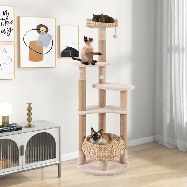 Kattträd, 164cm Kattrå, 58x58x164 cm, Beige