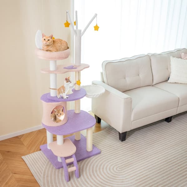 Katte tårn, Multi-level Katte tårn med Sisal Covered Kradsestolper-M