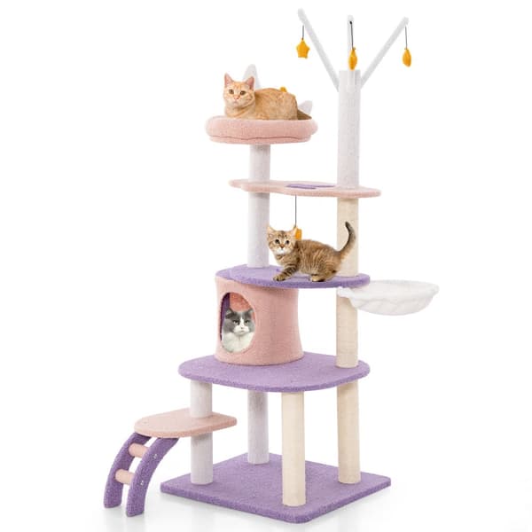 Katte tårn, Multi-level Katte tårn med Sisal Covered Kradsestolper-M