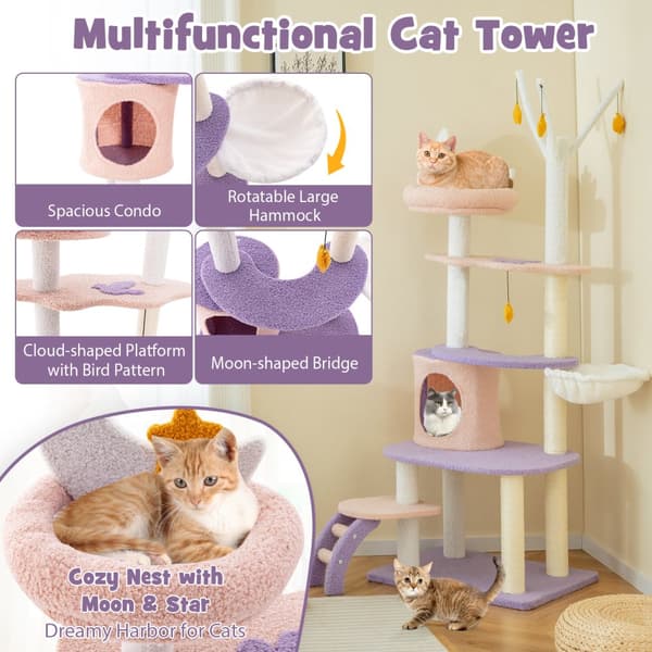 Katte tårn, Multi-level Katte tårn med Sisal Covered Kradsestolper-M
