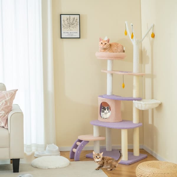 Katte tårn, Multi-level Katte tårn med Sisal Covered Kradsestolper-M