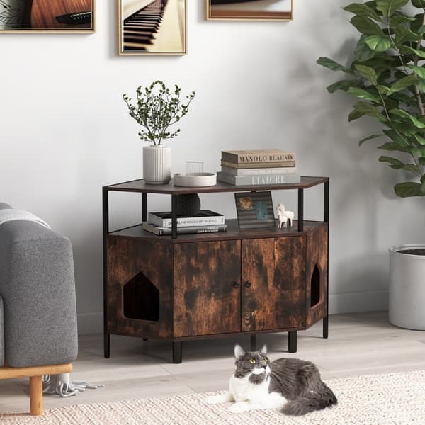 Kattlåda Förvaring, 105x50x73 cm, Rustik Brun/Vit